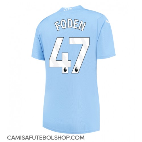 Camisa de time de futebol Manchester City Phil Foden #47 Replicas 1º Equipamento Feminina 2023-24 Manga Curta